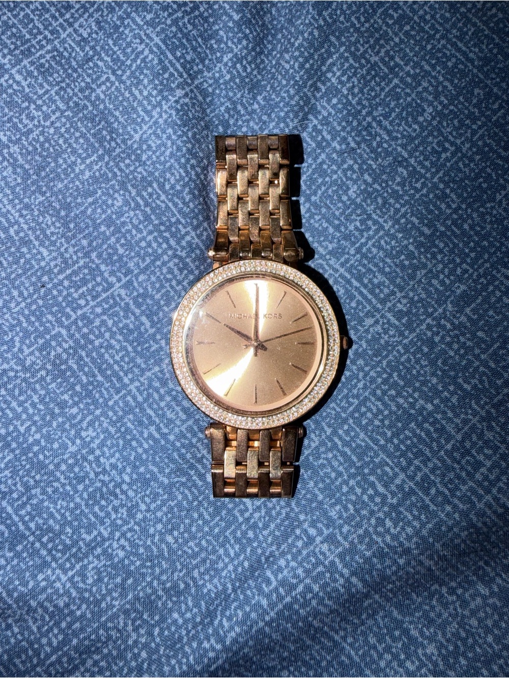 Michael Kors Rose Gold Stainless Steel Bracelet Watch with Crystal Bezel